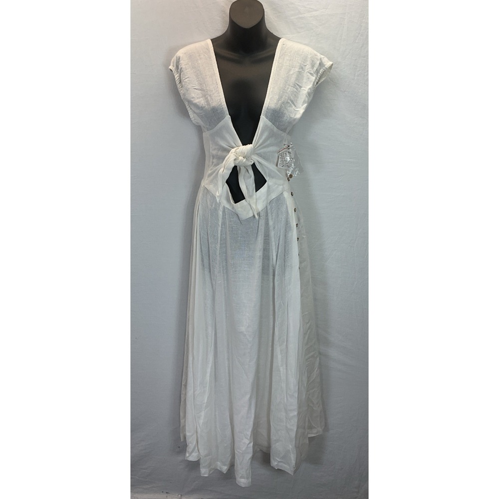 Free People White Tie-Front Maxi Dress